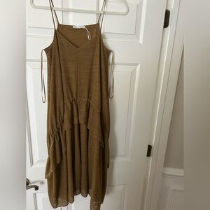 Zara Asymmetrical Tan Dress